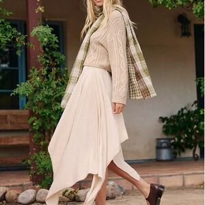 Free People Cream Asymmetrical Skirt + Sweater